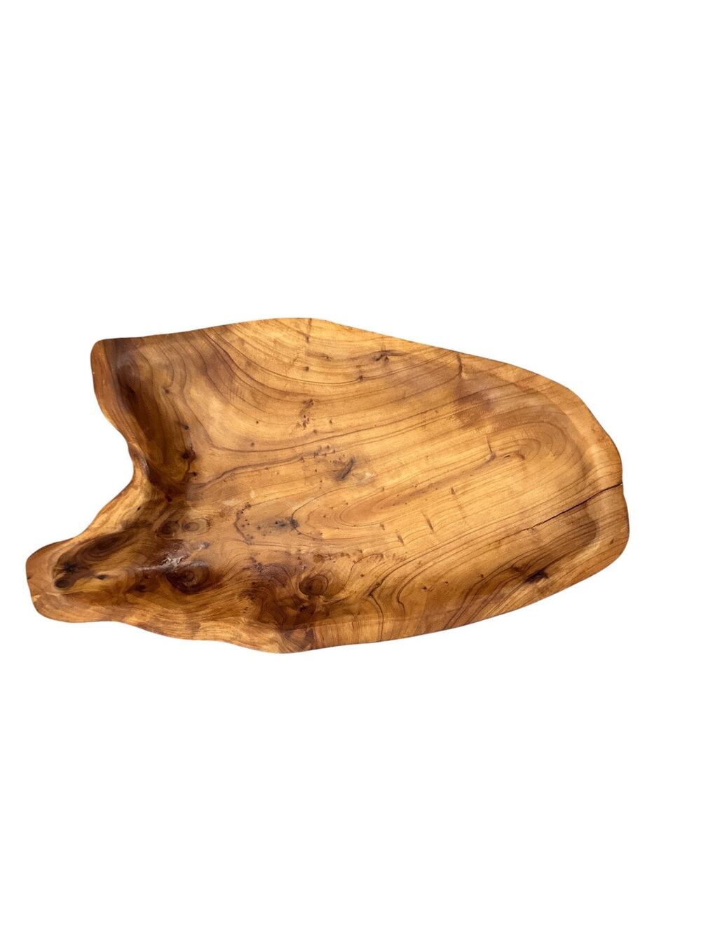 Hand Carved Natural Root Wood Irregular Bowl (with crack)